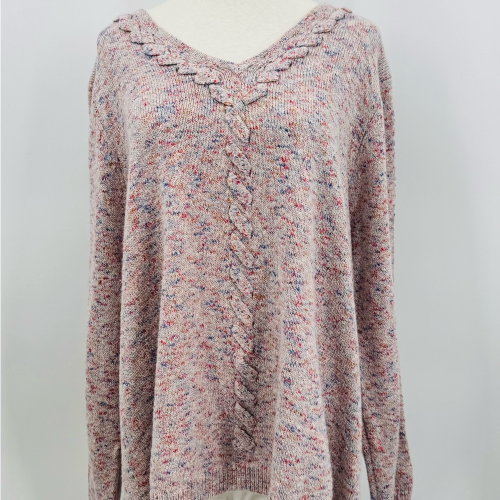Avenue Soft multi-color Speckled V-Neck Sweater - 22/24